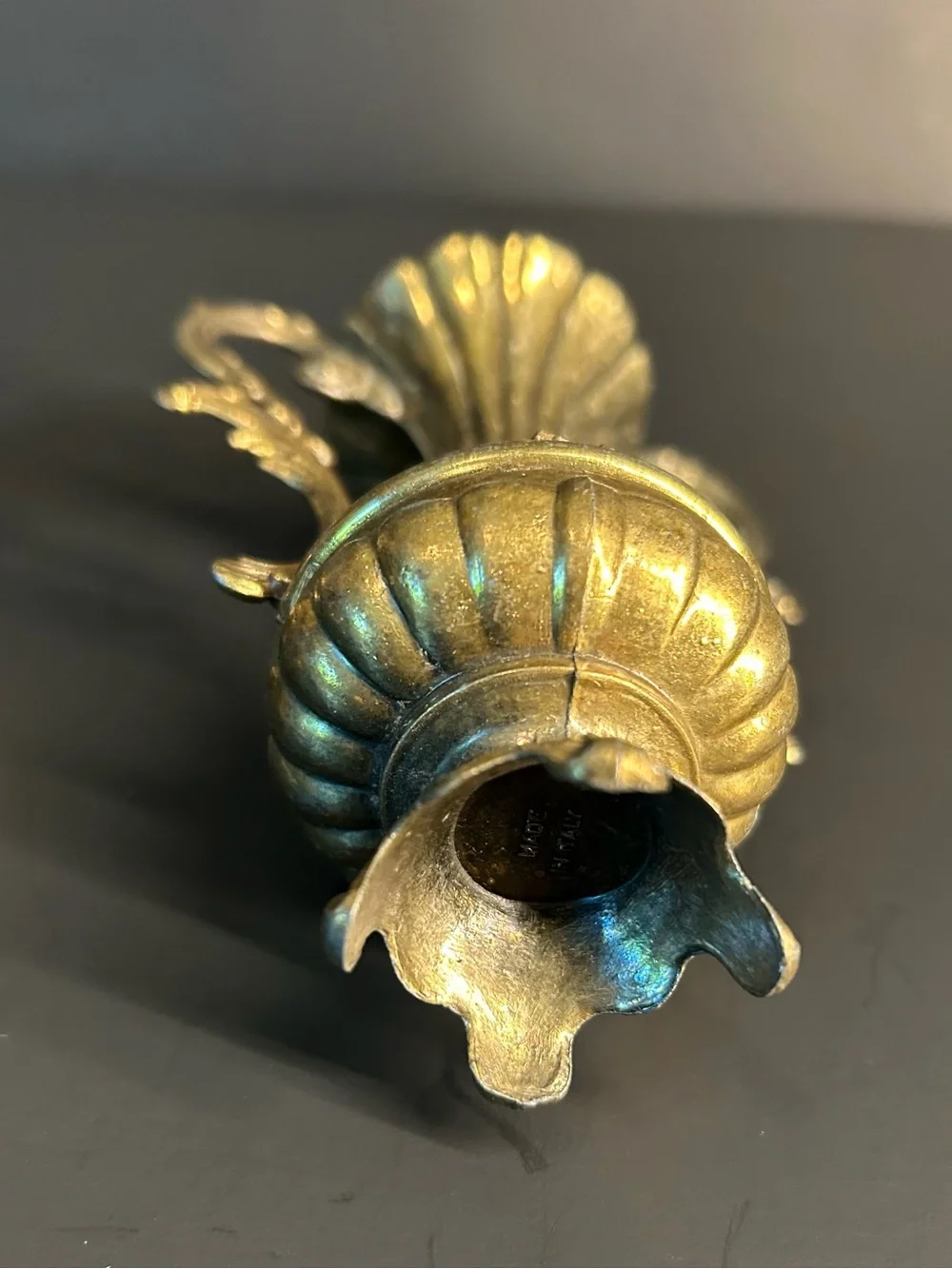 Italian Brass Bud Vases Renaissance Style Set Of 2